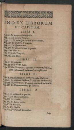 Index Librorum Et Capitum.