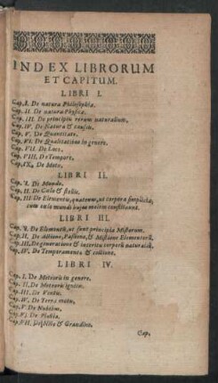 Index Librorum Et Capitum.