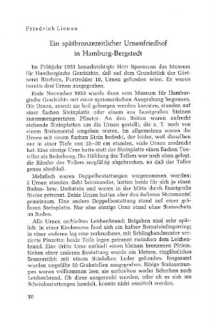Ein spätbronzezeitlicher Urnenfriedhof in Hamburg-Bergstedt