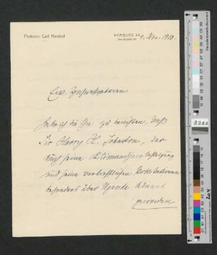 Brief an Werner von Melle