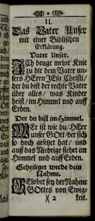 II. Das Vater Unser mit einer Biblischen Erklärung.