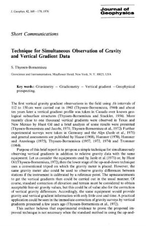 Technique for simultaneous observation of gravity and vertical gradient data