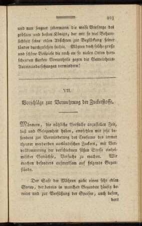 VII. Vorschläge zur Vermehrung der Zuckerstoffe