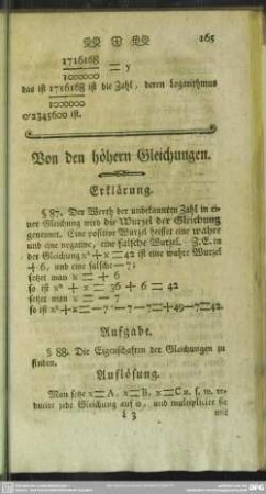 Von den höhern Gleichungen