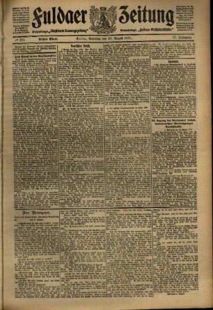 Erste Ausgabe vom Samstag, den 13. August 1910.