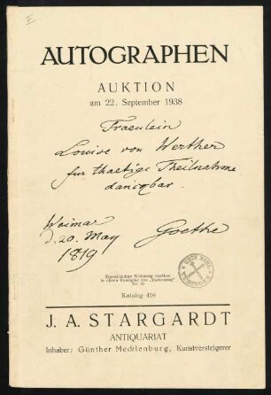 Auktionskatalog 1938