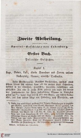 Zweite Abtheilung: Spezial-Geschichte von Ladenburg