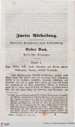 Zweite Abtheilung: Spezial-Geschichte von Ladenburg