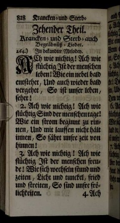 Zehender Theil. Krancken-und Sterb-auch Begräbnüß-Lieder.