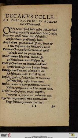 Decanus collegii philosophici in academia VVitebergensi
