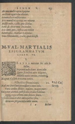 M. Val. Martialis Epigrammatum Liber VI.