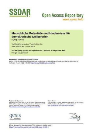 Menschliche Potentiale und Hindernisse für demokratische Deliberation