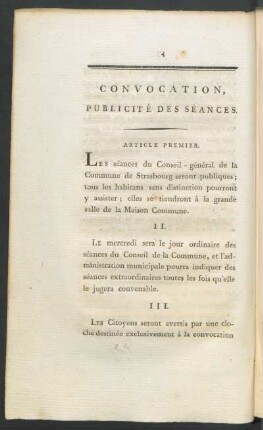 Convocation, Publicité Des Séances