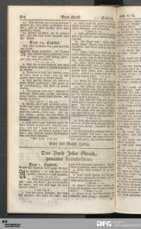Das Buch Jesus Sirach, genannt Ecclesiasticus.