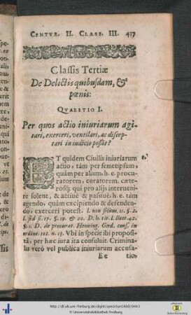 Classis tertiae Quaestiones.