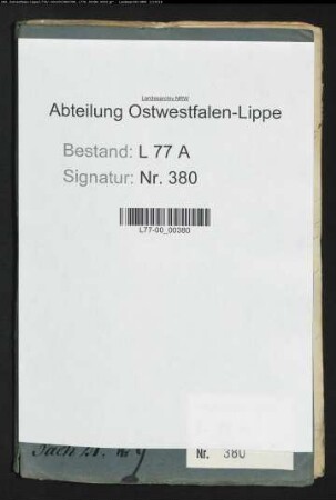 Einsendung der Wrugeregister des Stadtgerichts Salzuflen
