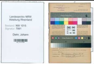 Entnazifizierung Johann Diehr , geb. 24.06.1891 (Monteur)