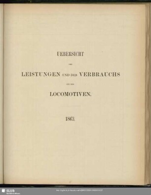 Uebersicht der Leistungen und des Verbrauchs bei den Locomotiven : 1863