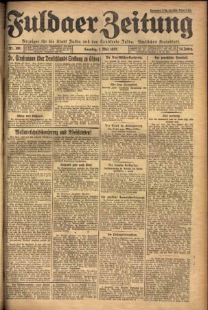 Erste Ausgabe vom Sonntag, den 01. Mai 1927.