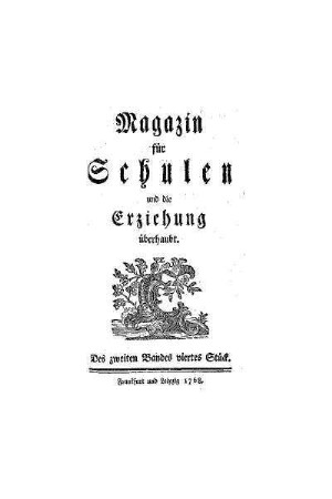 Titel des zweiten Bandes viertes Stück