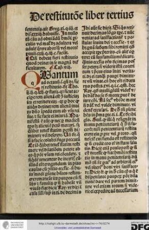 Quando debeat fieri restitutio quod continet in se magnam difficultatem, capitulum viii.