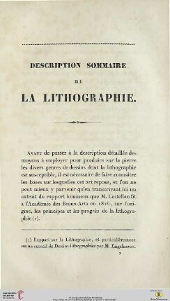Description sommaire de la lithographie