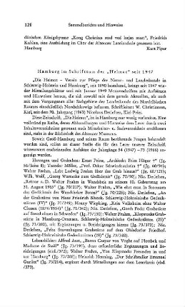 Sammelberichte und Hinweise : Hamburg im Schrifttum der "Heimat" seit 1947