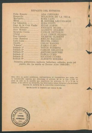 Reparto del estreno