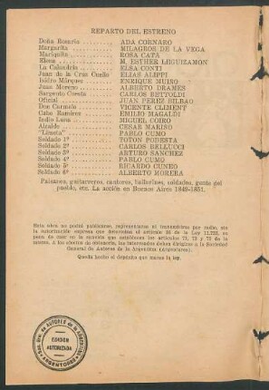 Reparto del estreno