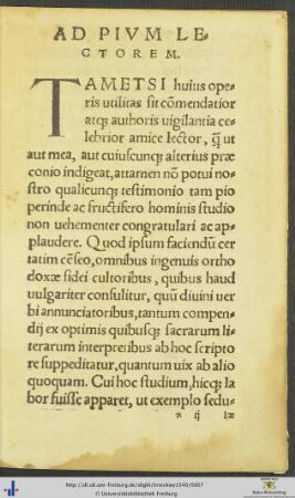 Ad Pium Lectorem