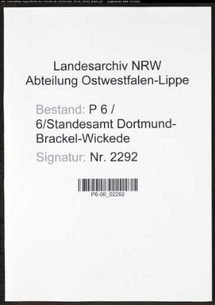 Heiratsregister Standesamt Dortmund-Brackel-Wickede(XVII)