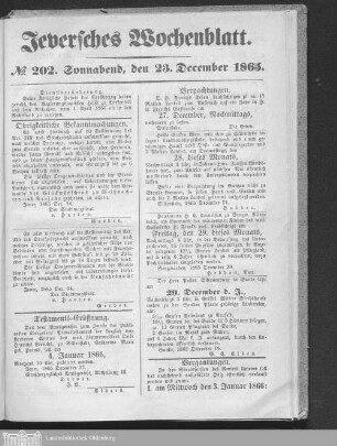 Jeversches Wochenblatt : Friesisches Tageblatt ; gegr. 1791