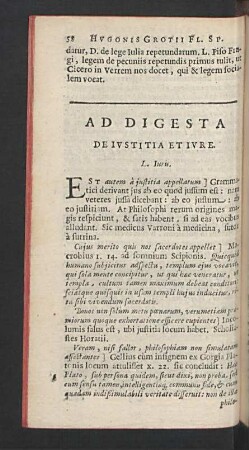 Ad digesta de iustitia et iure.