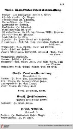 Großh. Main=Neckarverwaltung, Domänenverwaltung und Forstinspection, Physicat