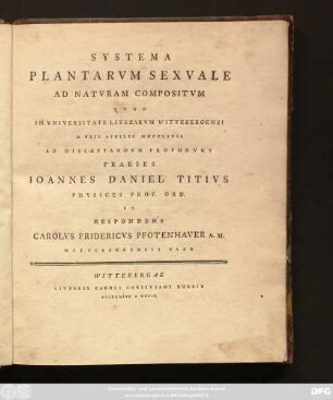 Systema Plantarvm Sexvale Ad Natvram Compositvm