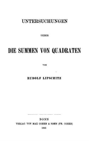Untersuchungen ueber die Summe von Quadraten