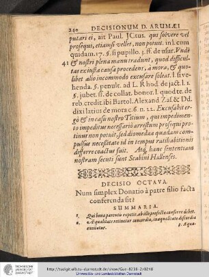Decisio Octava. Num simplex Donatio á patre filio facta conferenda sit?