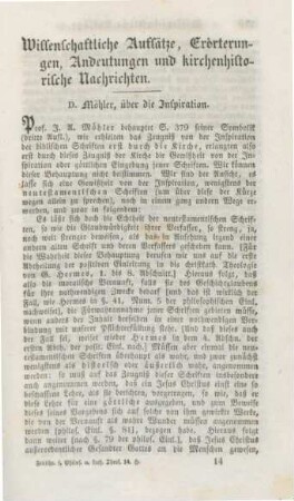 209-248 Wissenschaftliche Aufsätze, Erörterungen, Andeutungen und kirchenhistorische Nachrichten