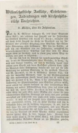 209-248 Wissenschaftliche Aufsätze, Erörterungen, Andeutungen und kirchenhistorische Nachrichten
