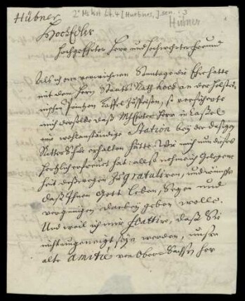 Brief von Johann Hübner an Christoph Enoch Buchta