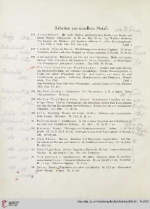 Arbeiten aus unedlem Metall (Nr. 154-174)