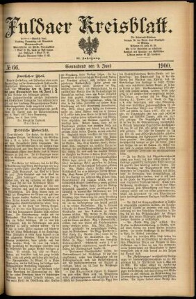Erste Ausgabe vom Samstag, den 09. Juni 1900.