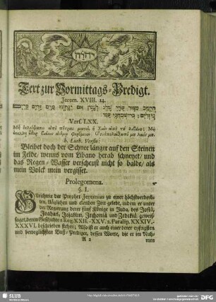 [Erklärung der Vormittags-Predigt. Jerem. XVIII. 14]