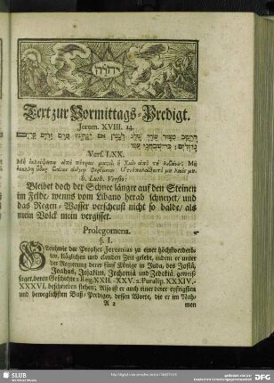 [Erklärung der Vormittags-Predigt. Jerem. XVIII. 14]