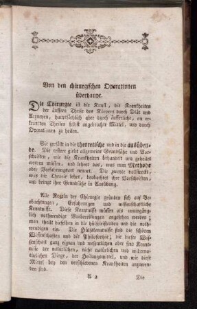 Von den chirurgischen Operationen überhaupt.