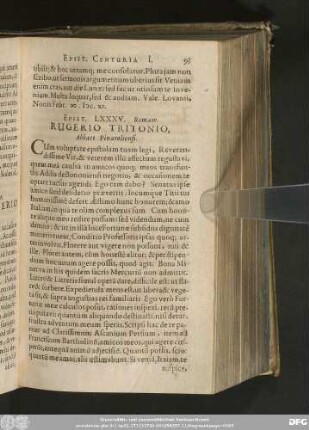 Epist. LXXXV. Romam. Rugerio Tritonio, Abbati Pinaroliensi.