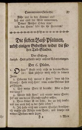 Die sieben Buß-Psalmen, nebst einigen Gebethen wider die sieben Tod-Sünden
