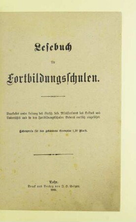 Lesebuch für Fortbildungsschulen