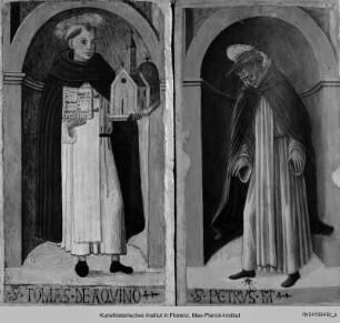 Madonna mit Kind, Heiligen und Engeln : Die Heiligen Thomas von Aquin und Peter Martyr