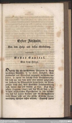 Erster Abschnitt. Von dem Holze und dessen Verkohlung